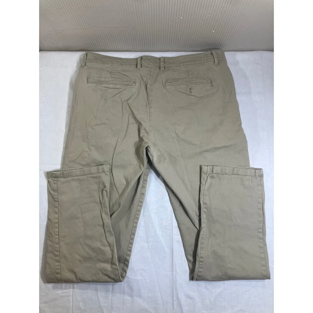 Weatherproof Vintage Mens Khaki Chino Pant 36x32 Stretch Cotton Straight Leg Tan